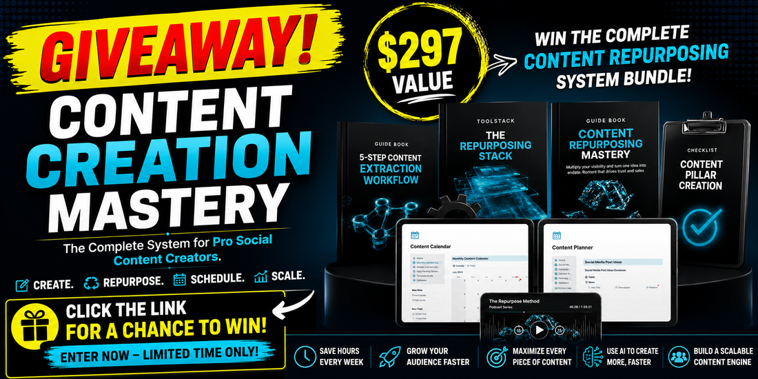 Win the Content Creation Mastery Bundle Giveaway ($297 Value)