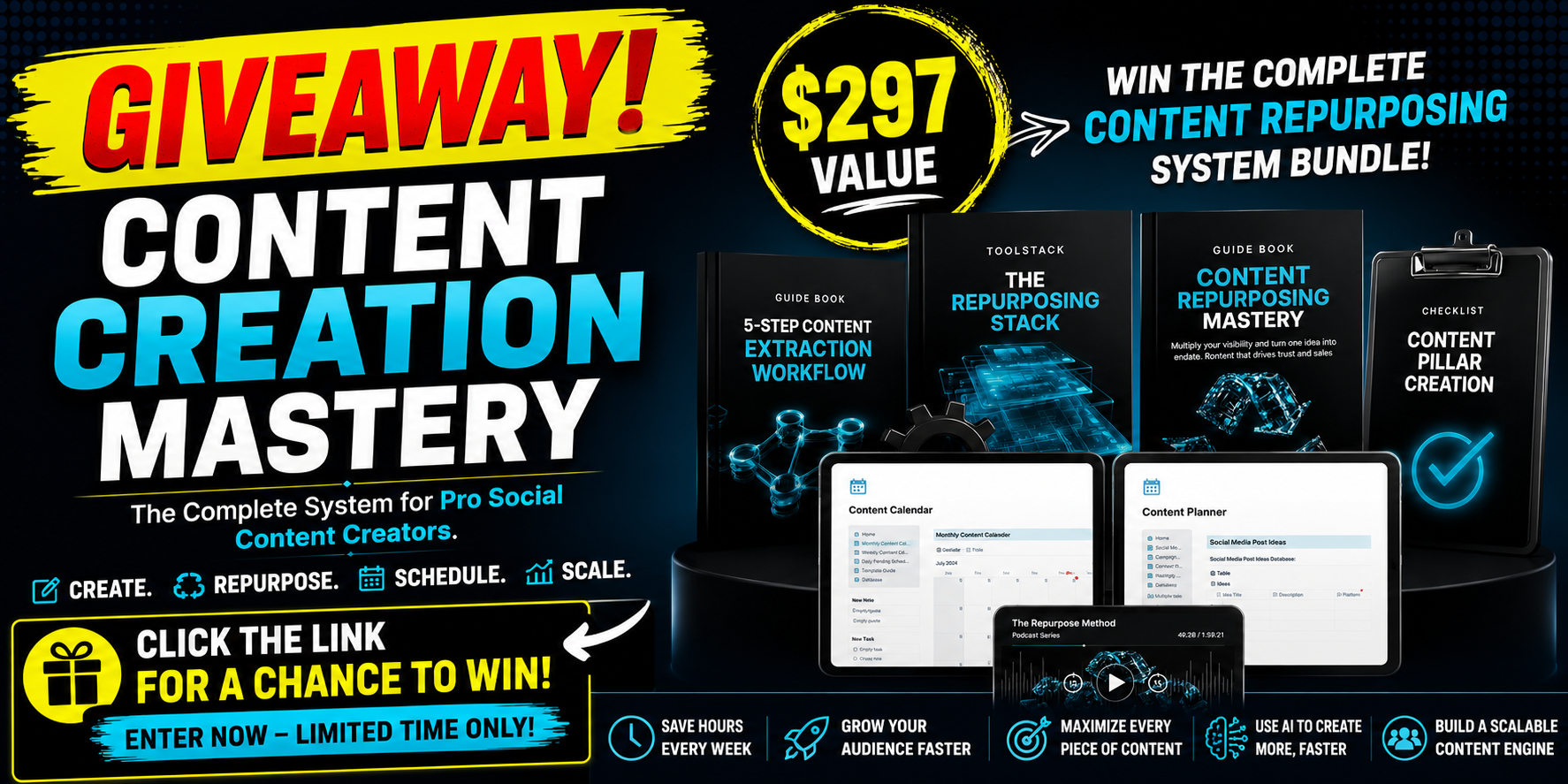 Win the Content Creation Mastery Bundle Giveaway ($297 Value)