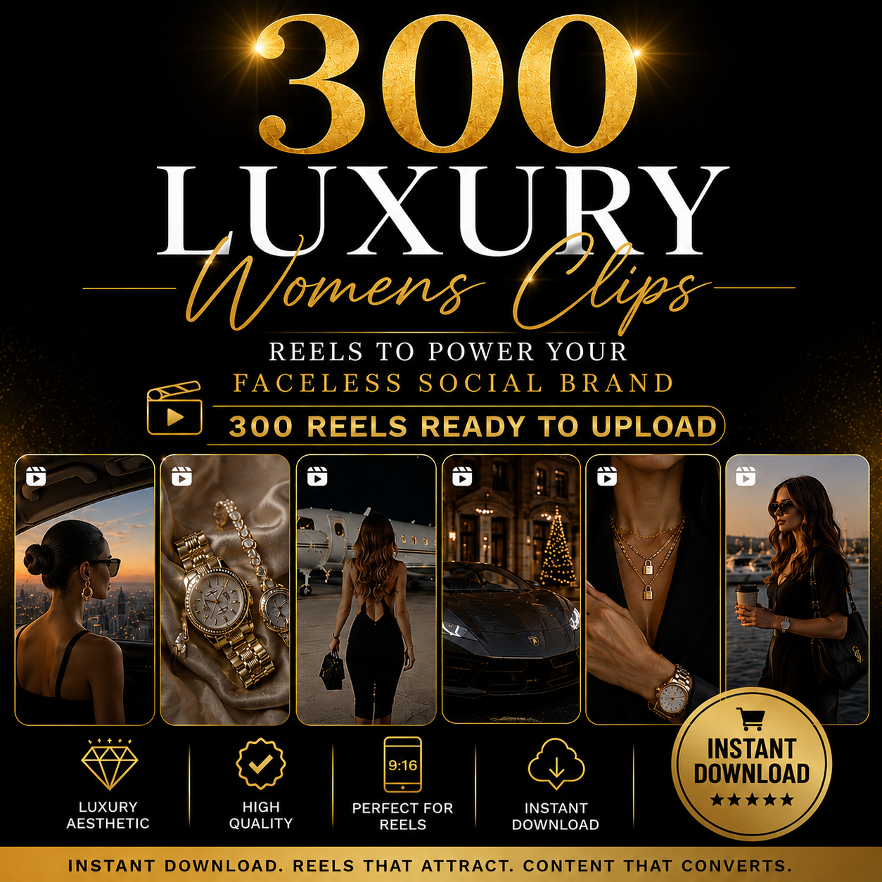 300 Luxury Women's Lifestyle Reels | Premium Faceless Short-Form Video Bundle (9:16 HD)