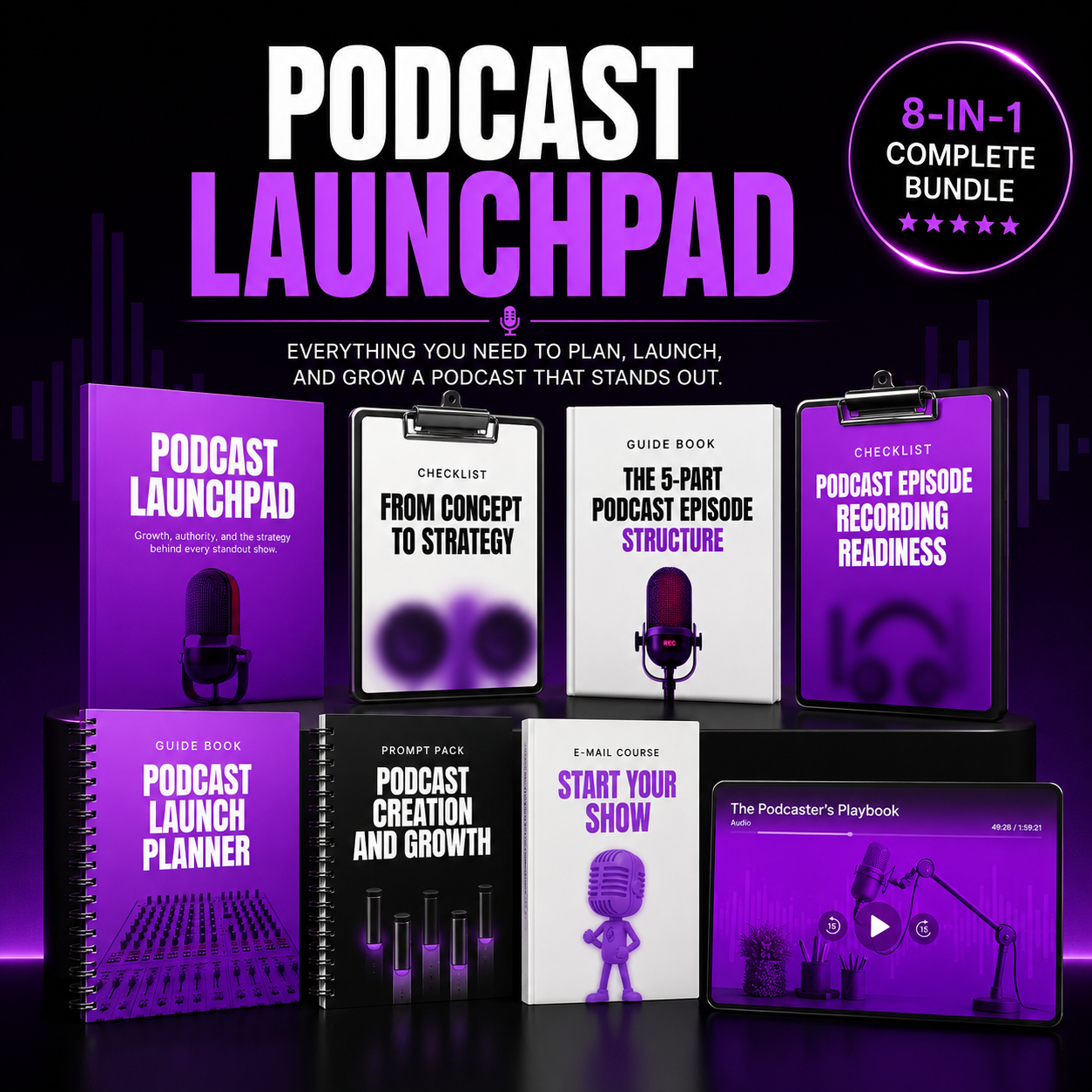 Podcast Launchpad Master Bundle | Complete Podcast Launch, Growth & AI Content Creation System (Digital Download)