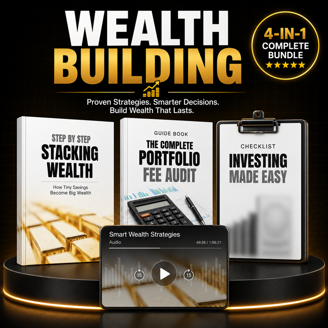 Step-by-Step Stacking Wealth Bundle | Beginner's Investing & Compound Interest Mastery System (Digital Download)