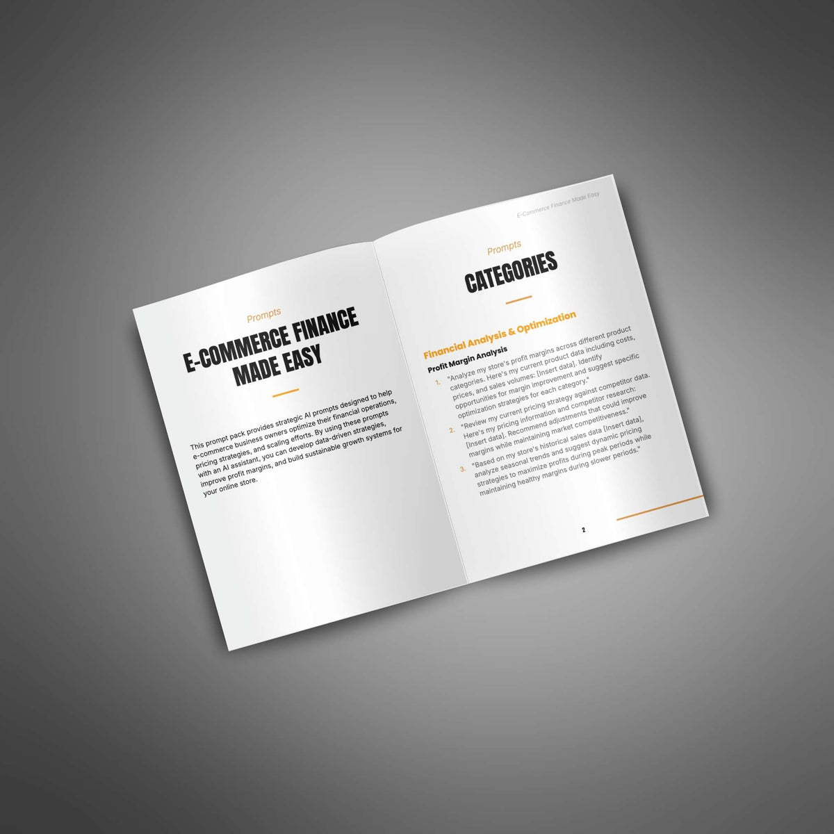 Ecommerce Finance AI Prompts | Pricing, Profit & Cash Flow