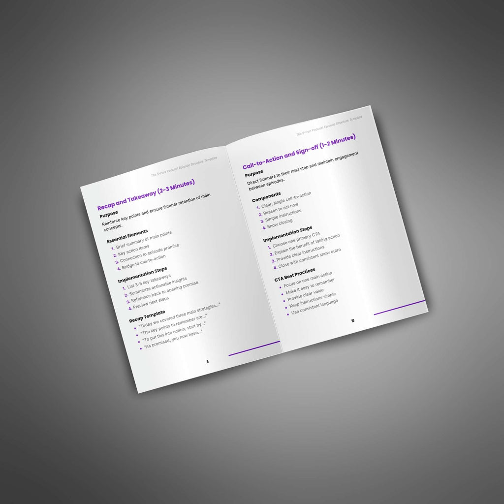 Open brochure with text on a gray background