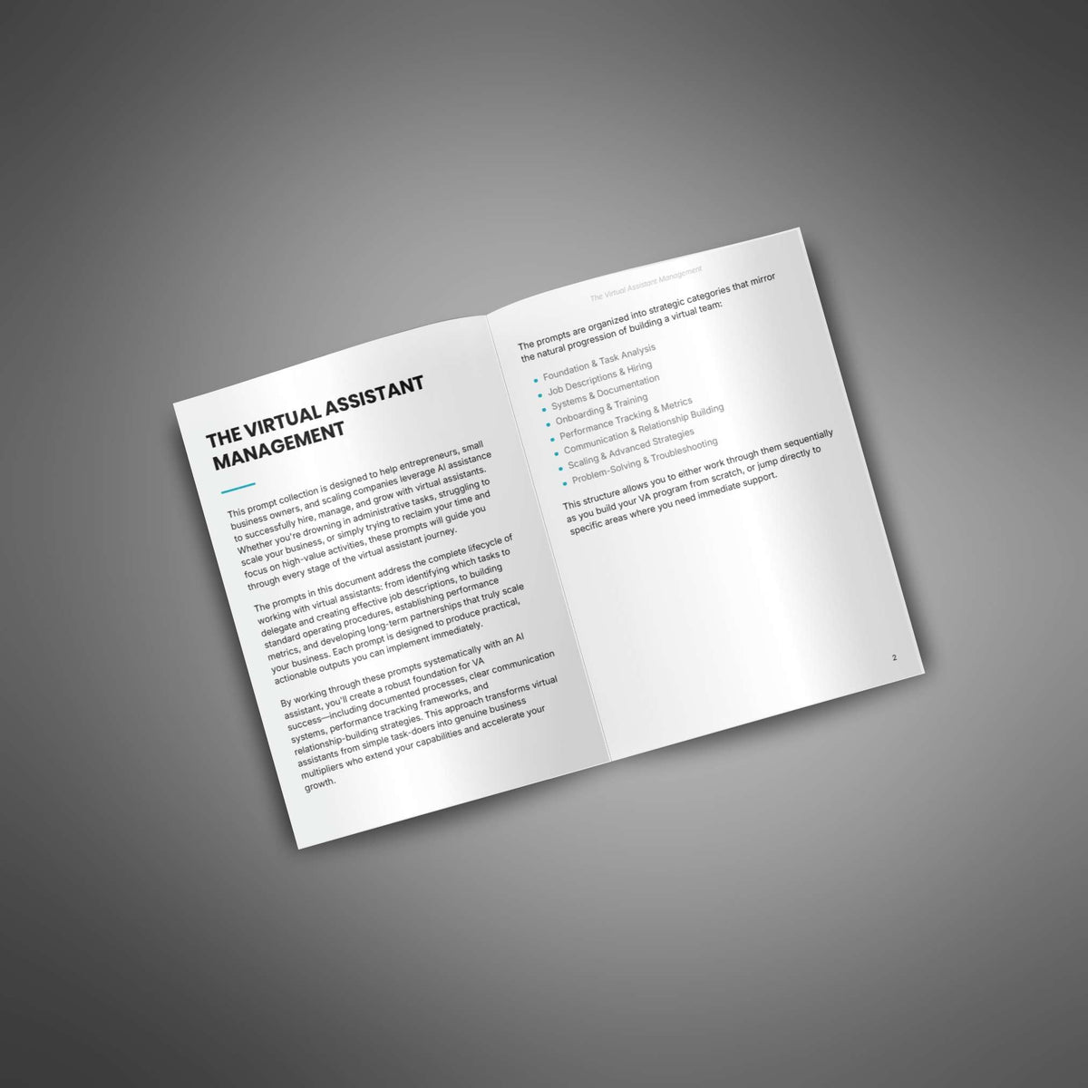 Open book with text on a gray background